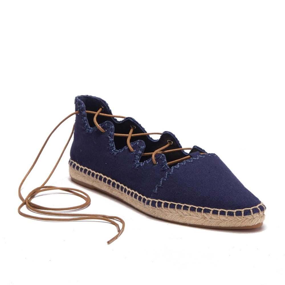 NEW Tory Burch Blue Sonoma Gillie Espadrille 6-7.5